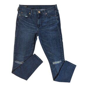 True Religion Halle Y2K Womens Mid Rise Skinny Jeans Blue Stretch Denim